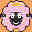 A pink sheep in a crown.